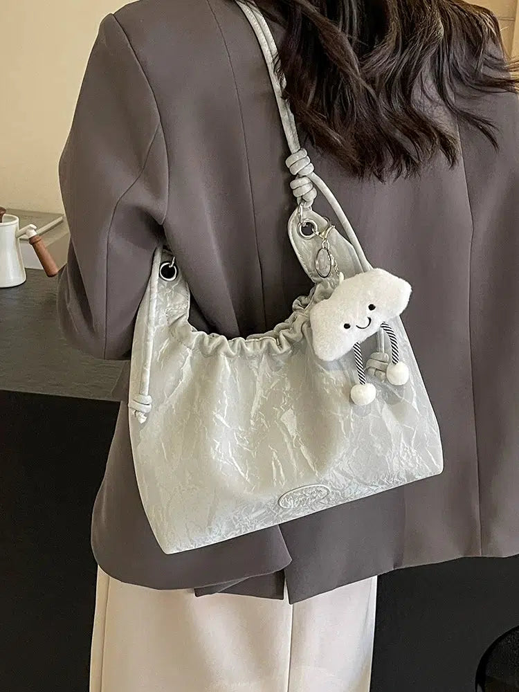 Cloud Charm Drawstring Shoulder Bag