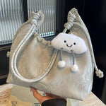 Cloud Charm Drawstring Shoulder Bag