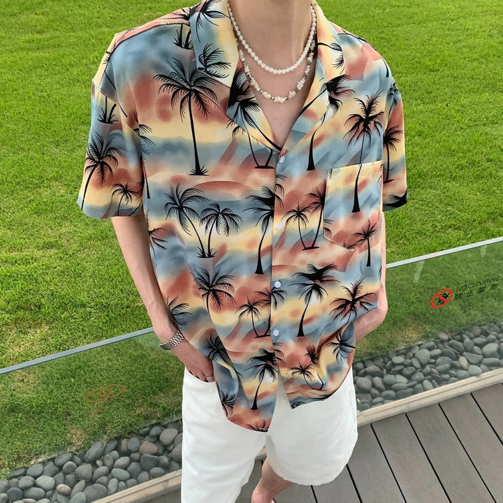 Coconut Tree Print Beach Shirt