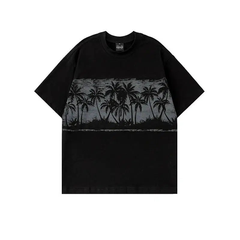 Coconut Tree Print Oversize T-shirt