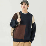 Color Block Crew Neck Pullover