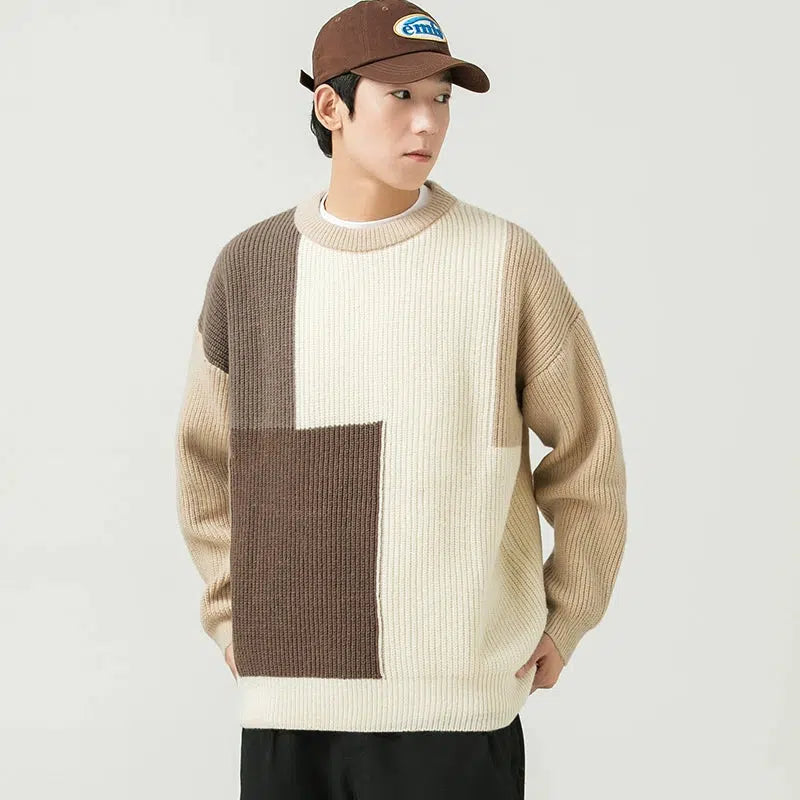 Color Block Crew Neck Sweater