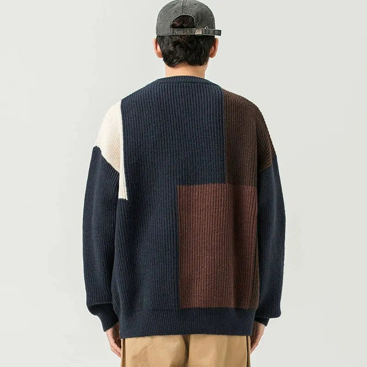 Color Block Crew Neck Sweater