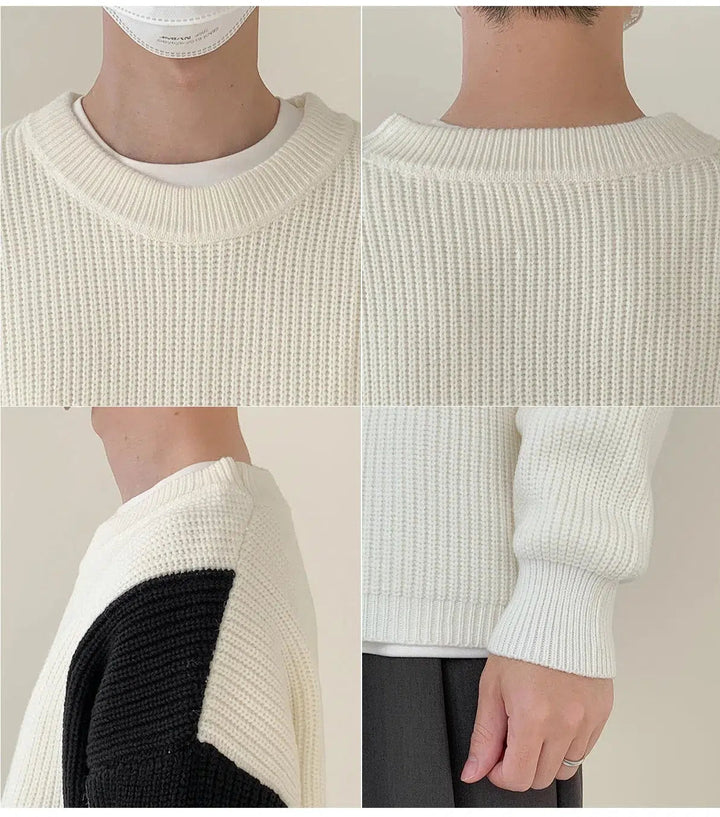 Color Block Crew Neck Sweater