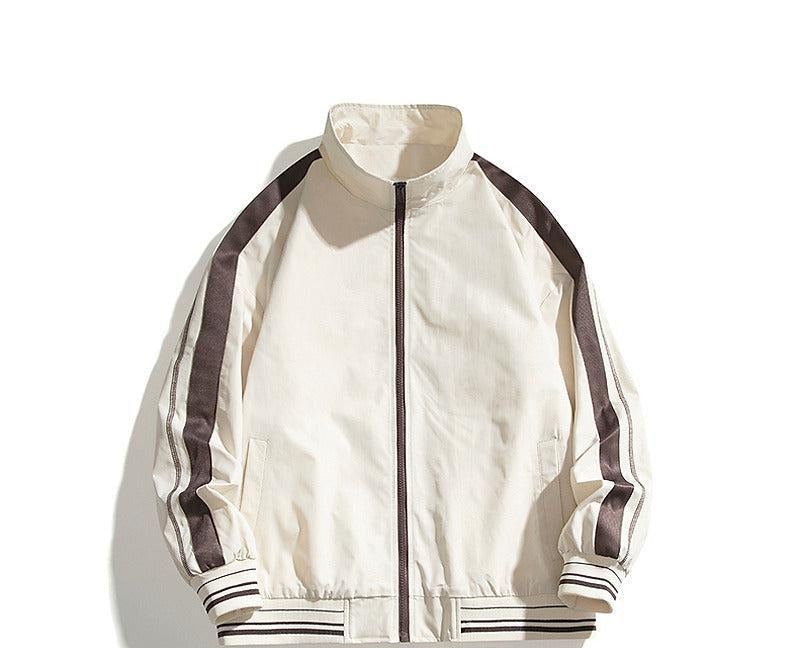 Color Contrast Stitching Stand Collar Jacket