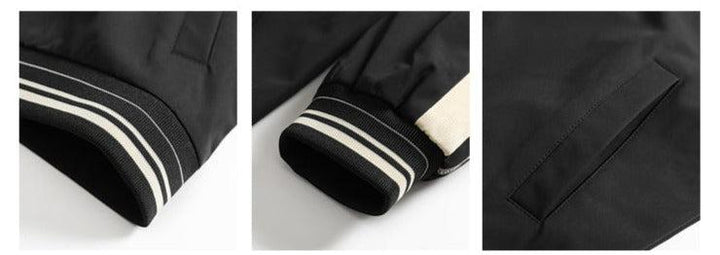 Color Contrast Stitching Stand Collar Jacket