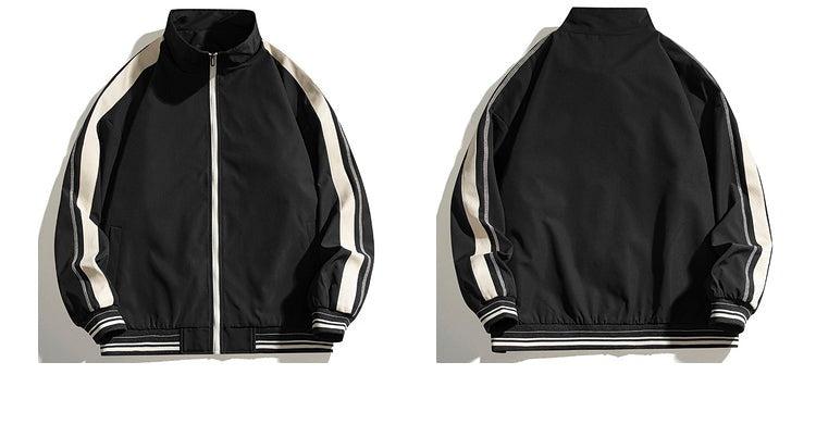 Color Contrast Stitching Stand Collar Jacket