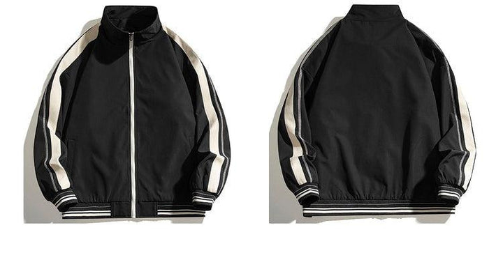 Color Contrast Stitching Stand Collar Jacket