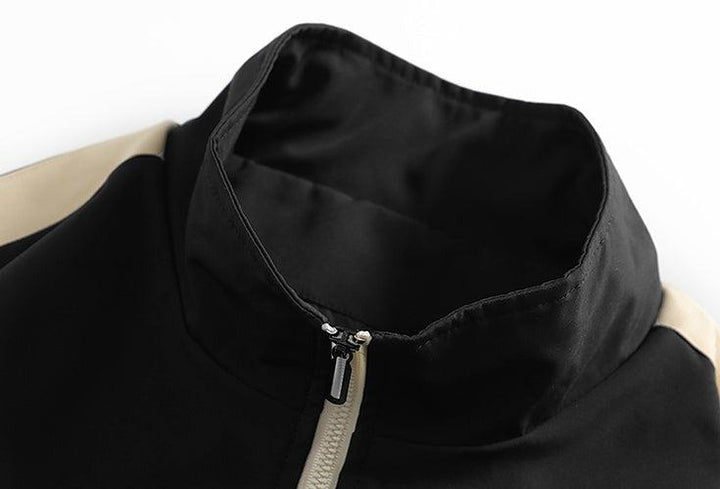 Color Contrast Stitching Stand Collar Jacket