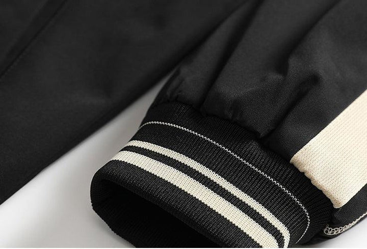 Color Contrast Stitching Stand Collar Jacket