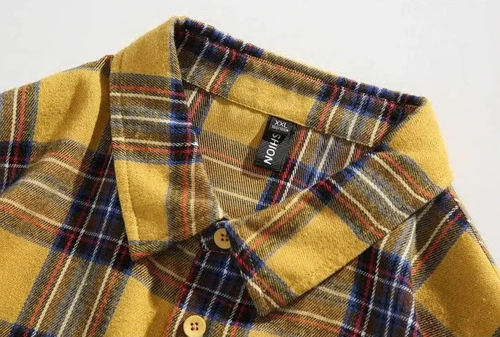 Color-blocked Plaid Shirt