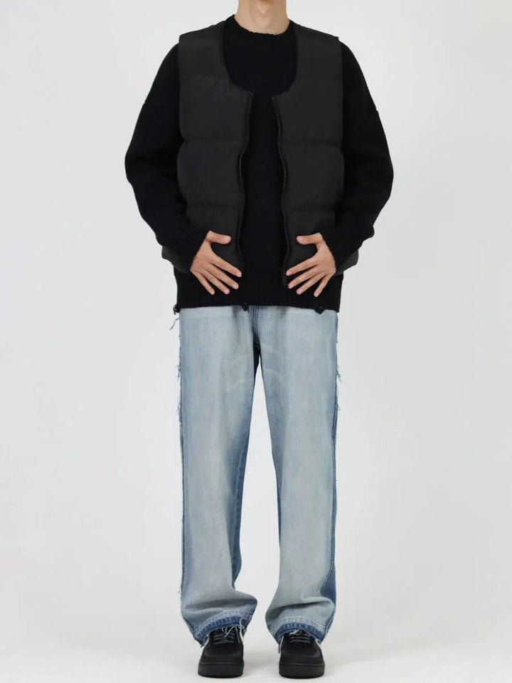 Color-blocked Wide-legged Jeans