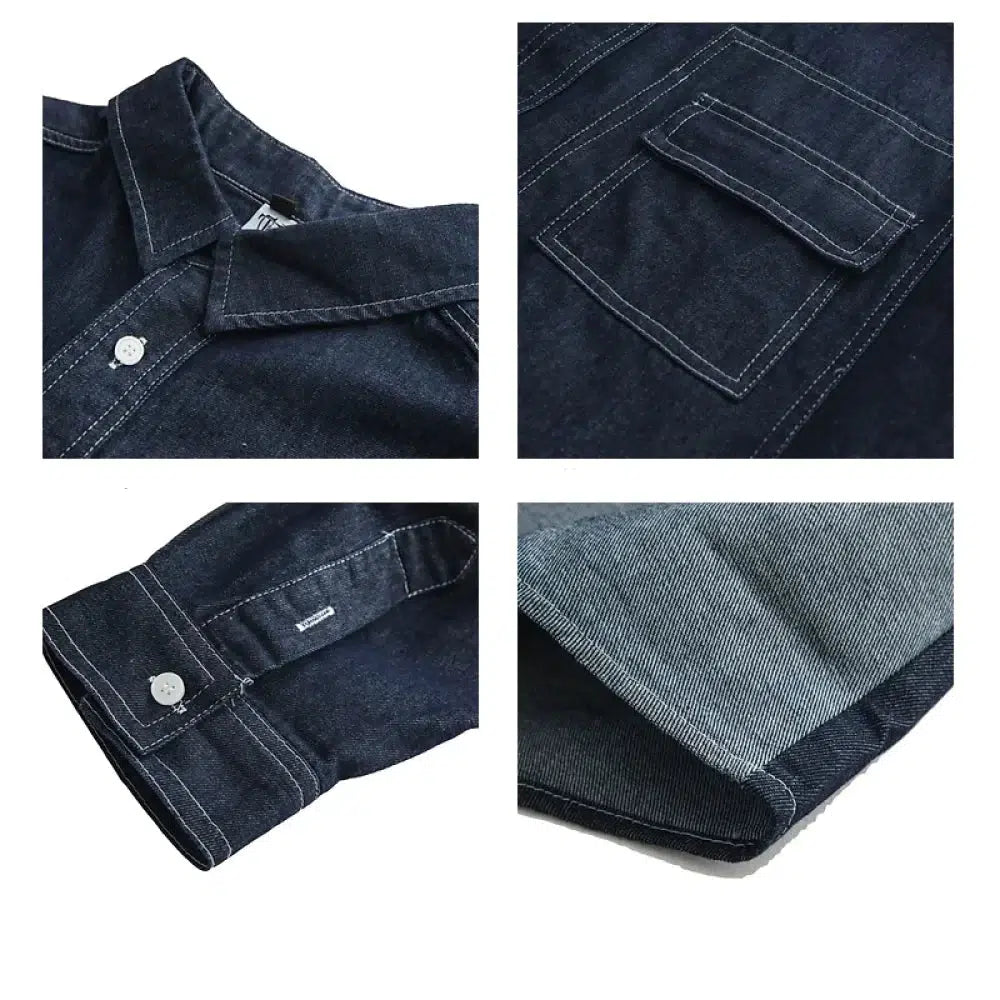 Color-blocking Denim Shirt