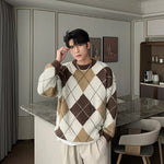 Colorblock Argyle Rhombus Sweater