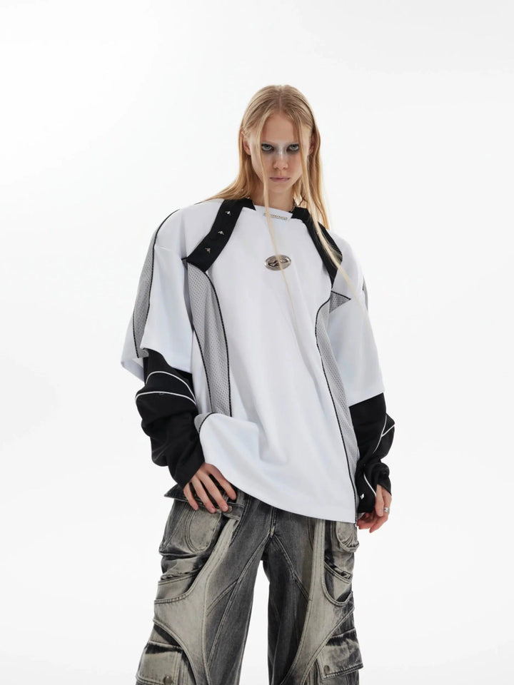 Colorblock Baseball Long Sleeve Top