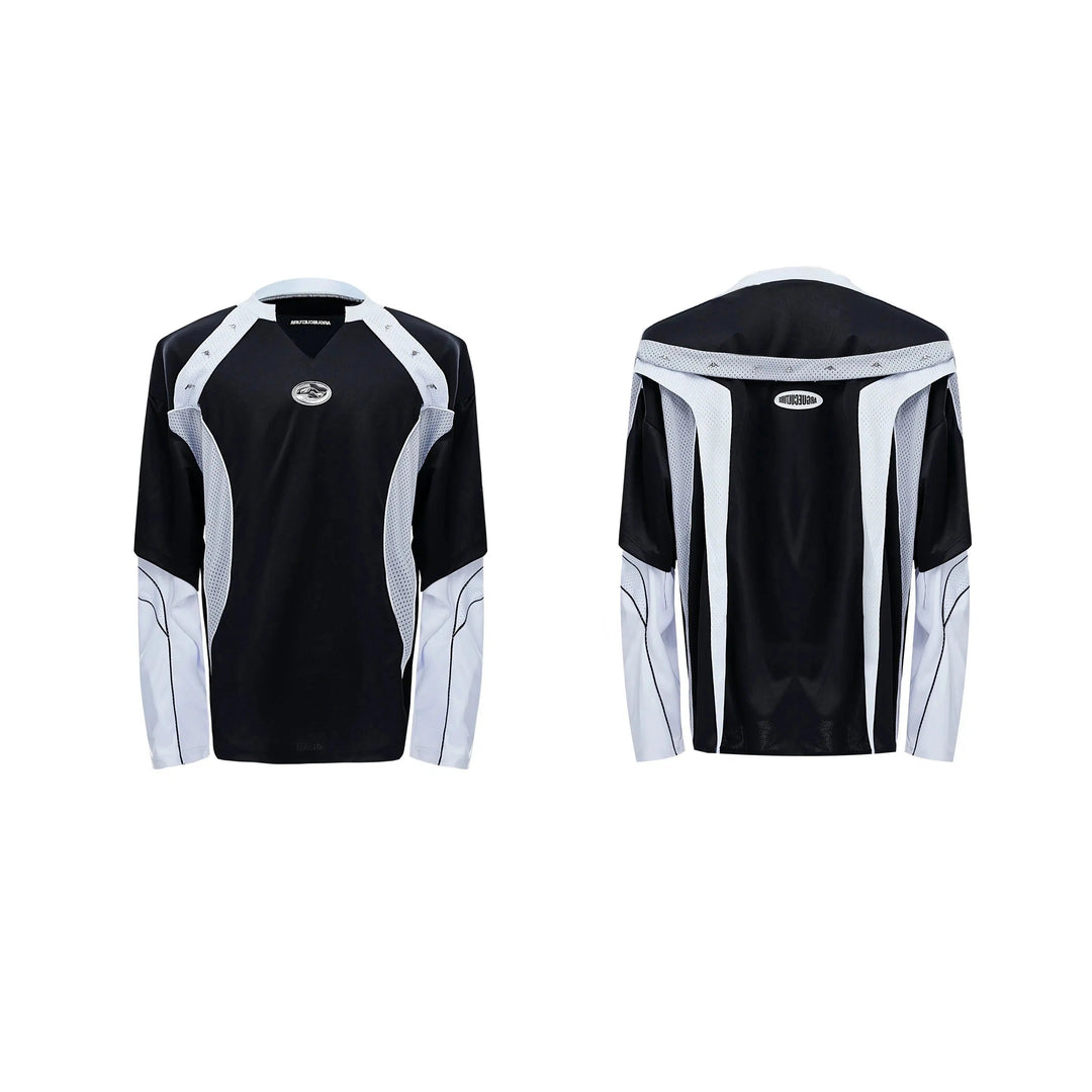 Colorblock Baseball Long Sleeve Top