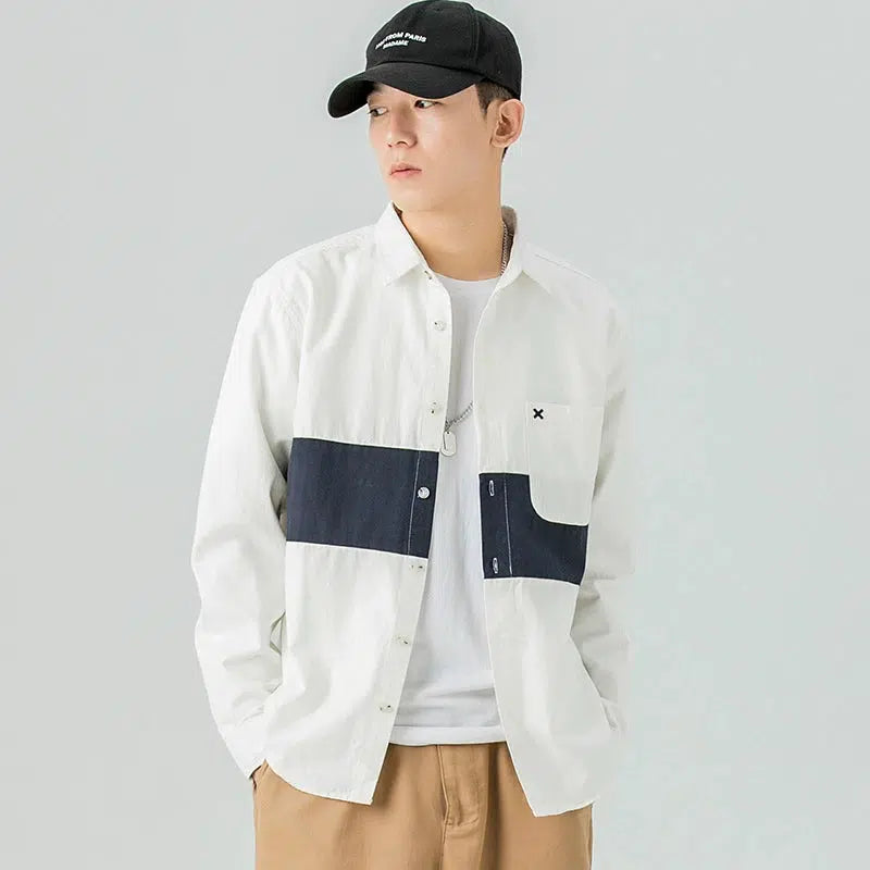 Colorblock Button-down Shirt