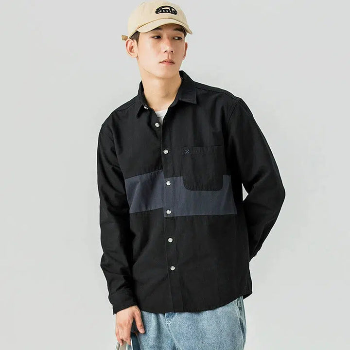 Colorblock Button-down Shirt