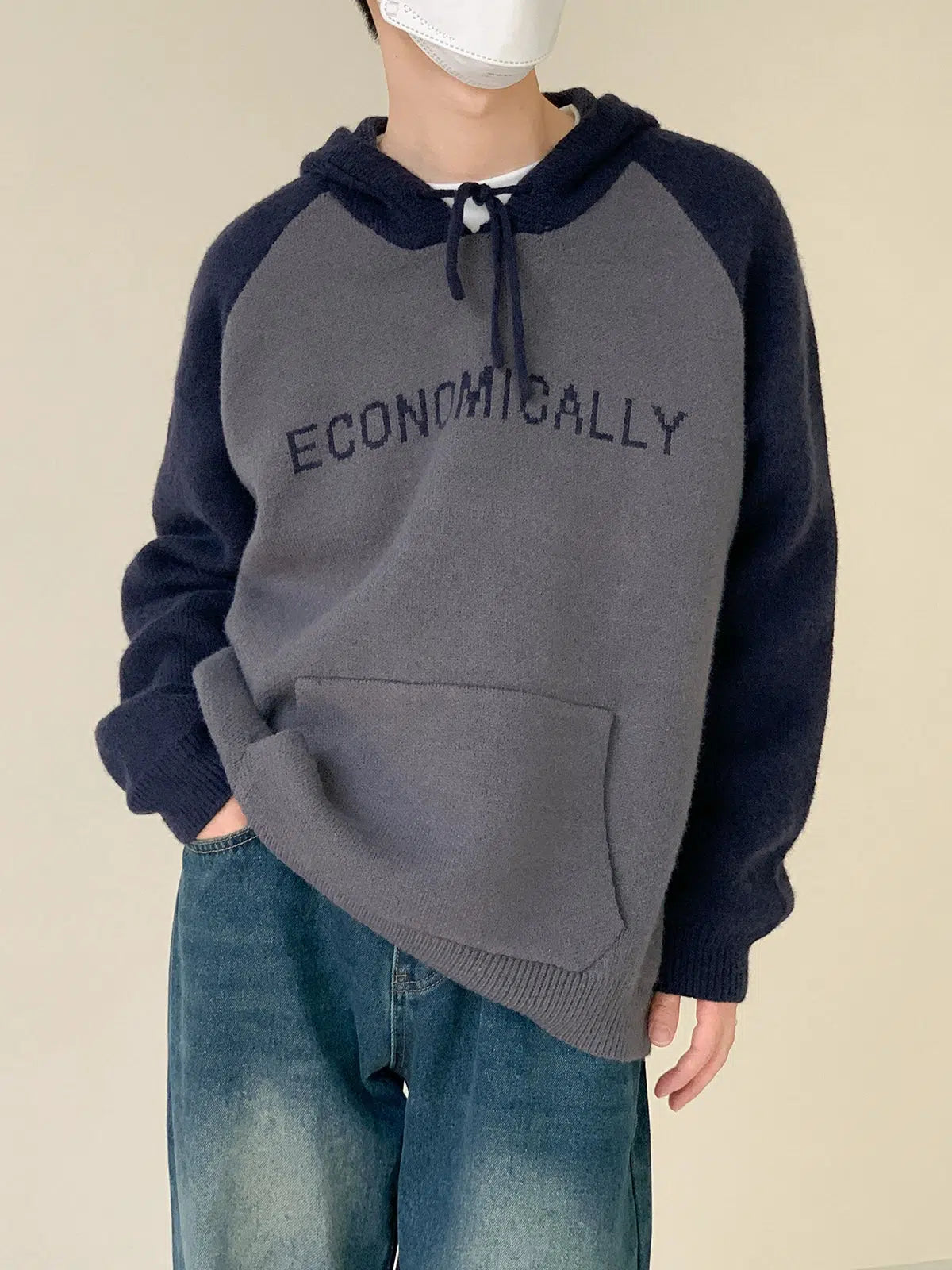 Colorblock Hooded Knitted Sweatshirt