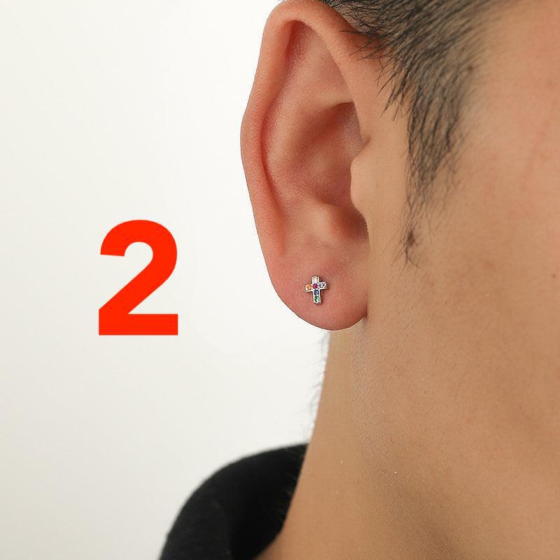 Colored Zircon Cross Stud Earrings