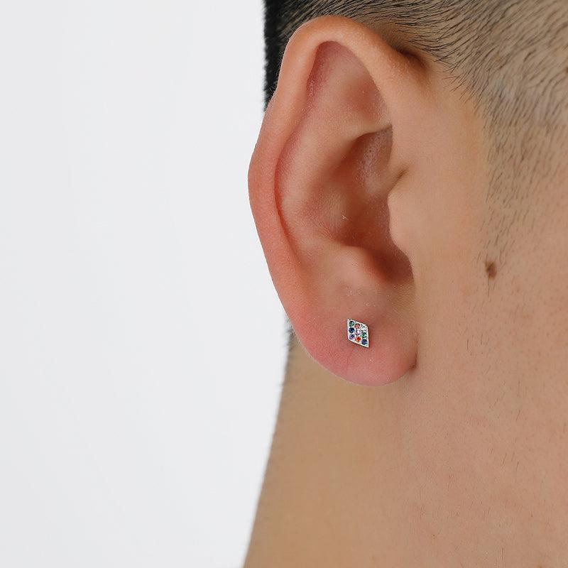 Colored Zircon Diamond Stud Earrings