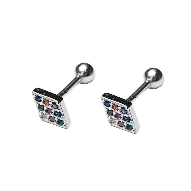 Colored Zircon Diamond Stud Earrings