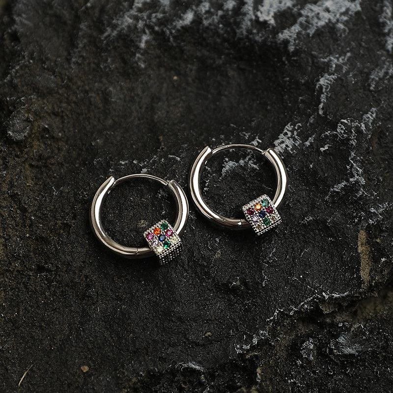 Colored Zircon Hoop Earrings