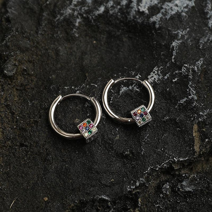 Colored Zircon Hoop Earrings