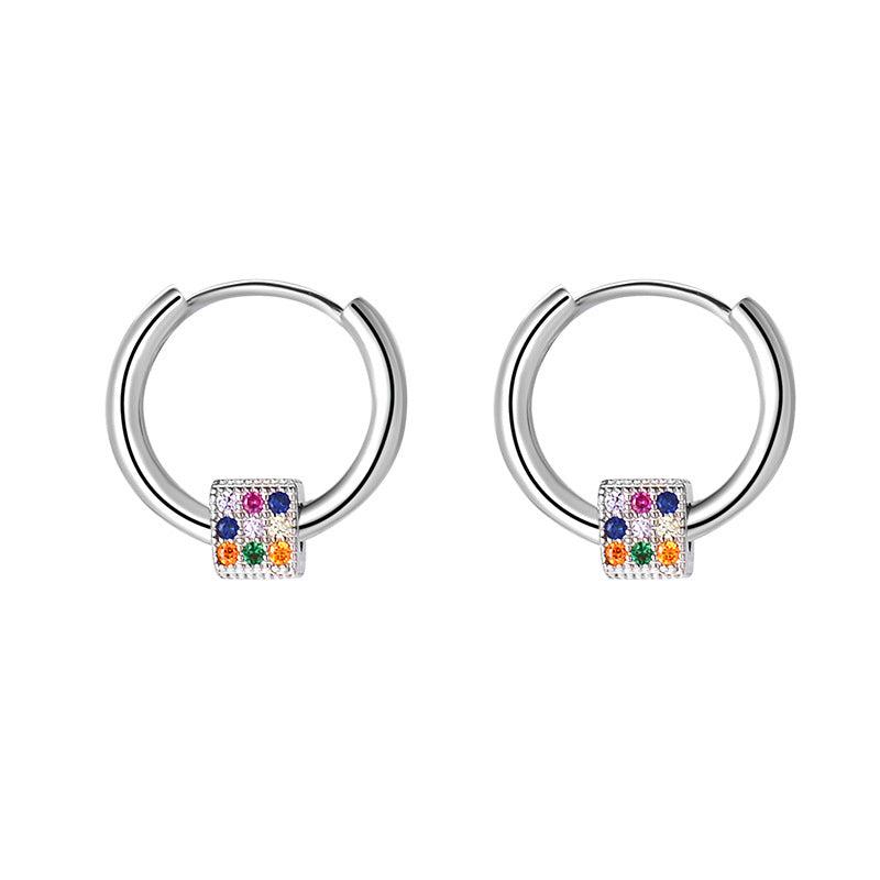 Colored Zircon Hoop Earrings