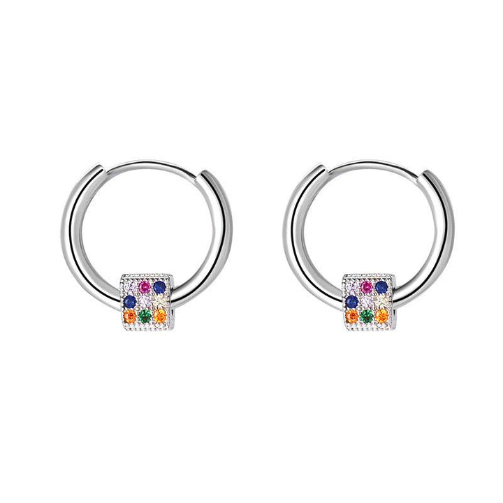Colored Zircon Hoop Earrings
