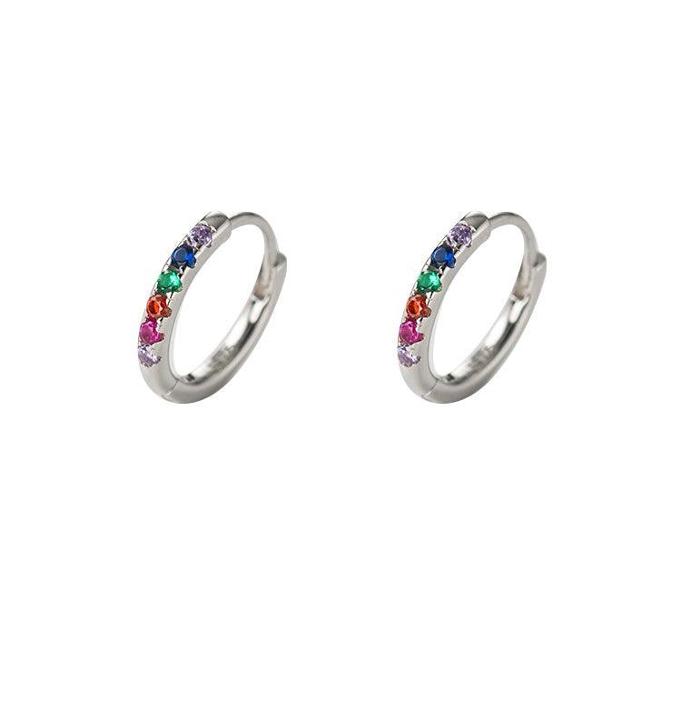 Colored Zircon Hoop Earrings