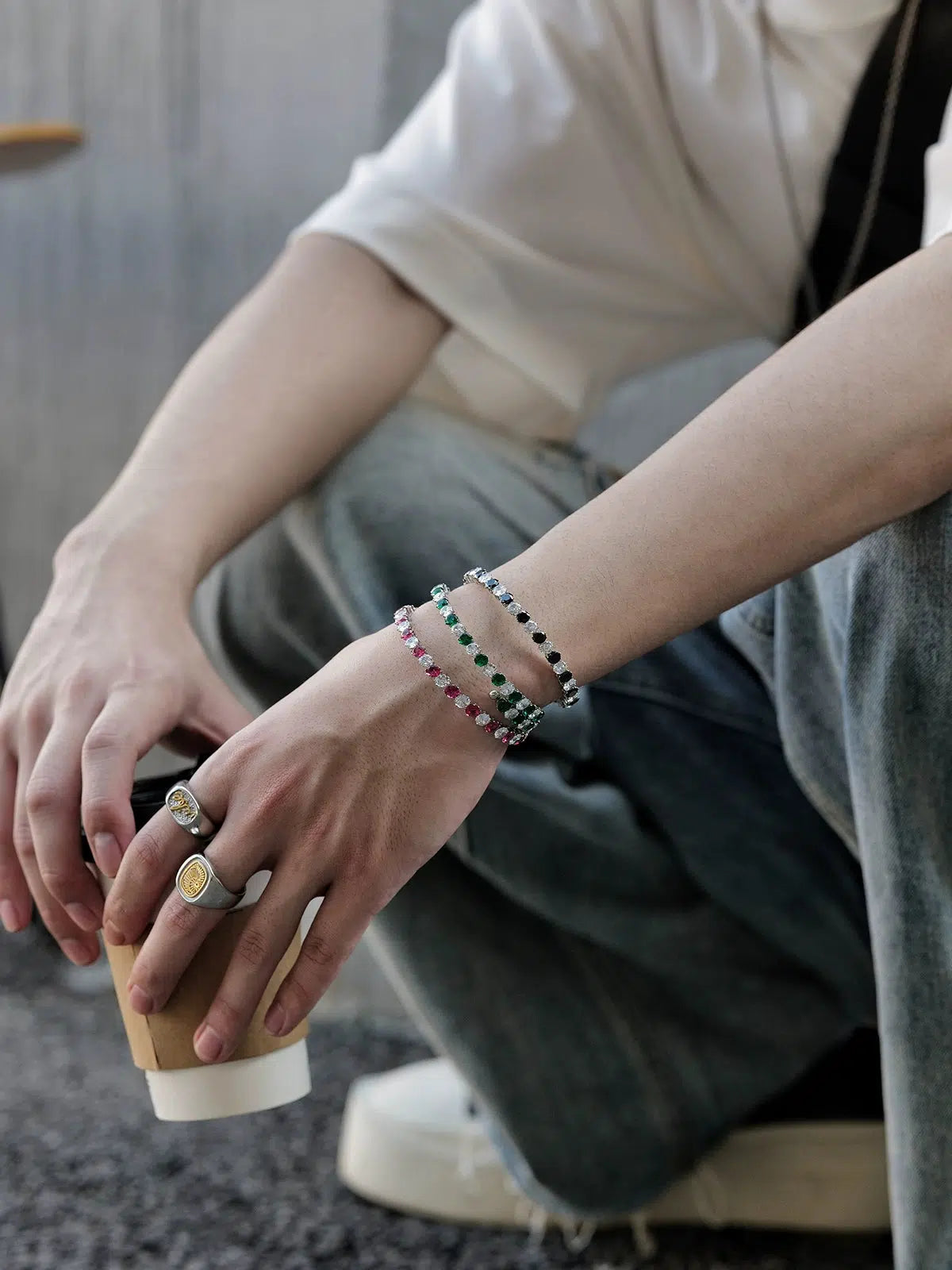 Colored Zircon Open Bracelet