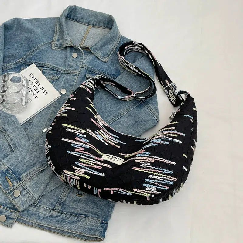 Colorful Embroidered Quilted Shoulder Bag