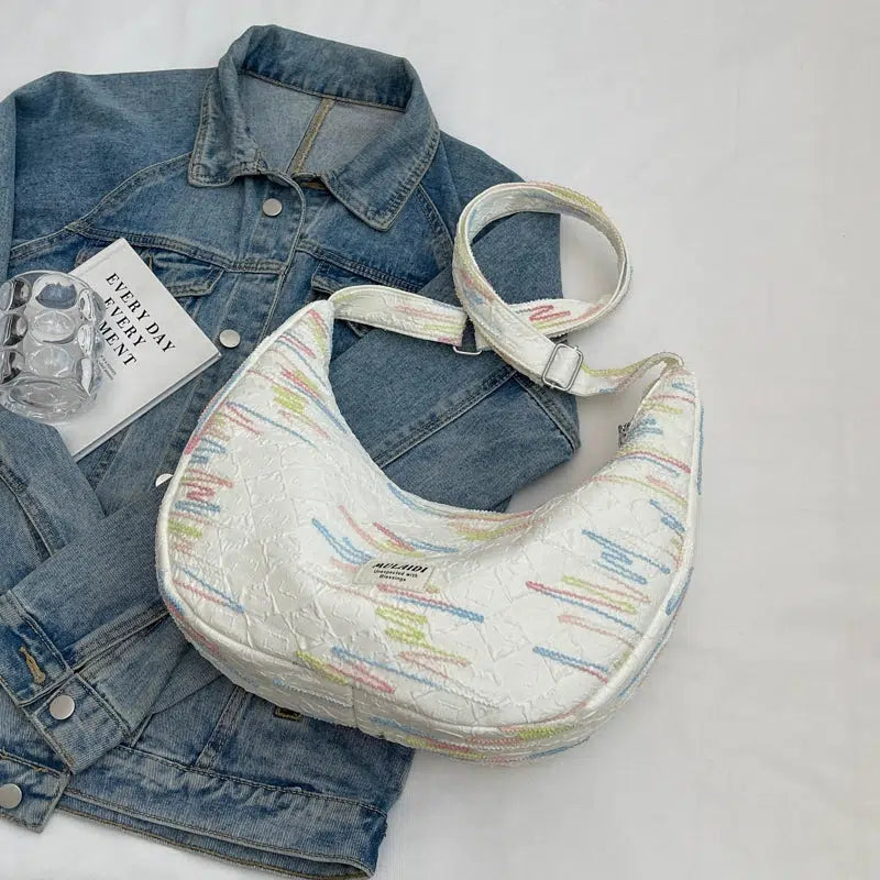 Colorful Embroidered Quilted Shoulder Bag