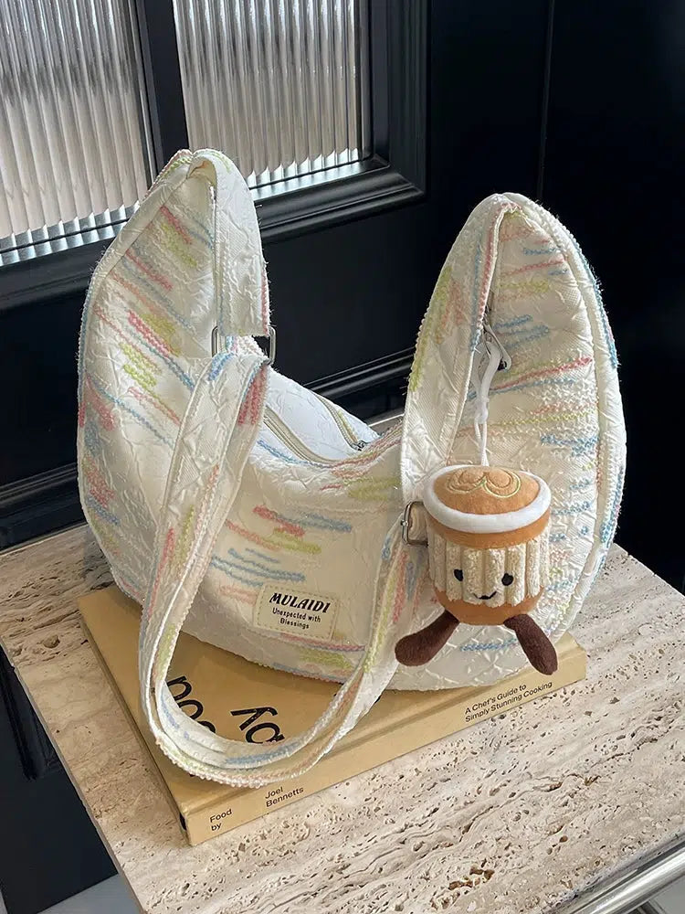 Colorful Embroidered Quilted Shoulder Bag