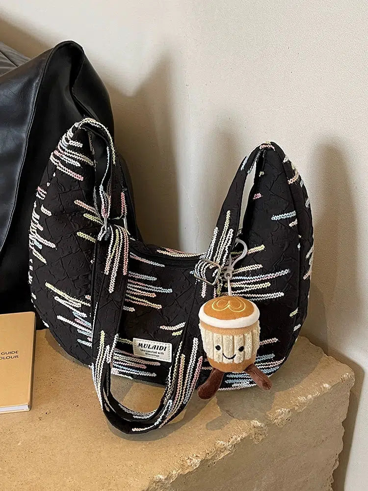 Colorful Embroidered Quilted Shoulder Bag