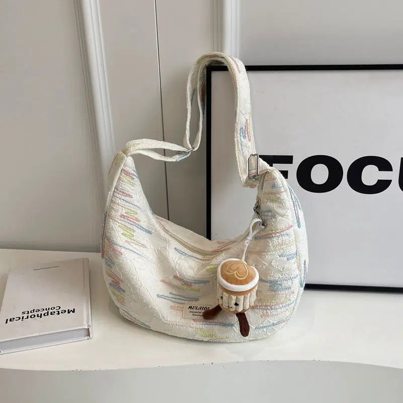 Colorful Embroidered Quilted Shoulder Bag