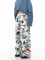Colorful Graffiti Wide-leg Jeans