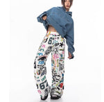 Colorful Graffiti Wide-leg Jeans