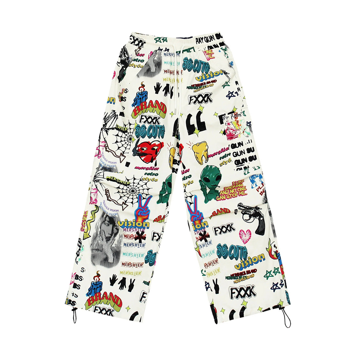 Colorful Graffiti Wide-leg Jeans