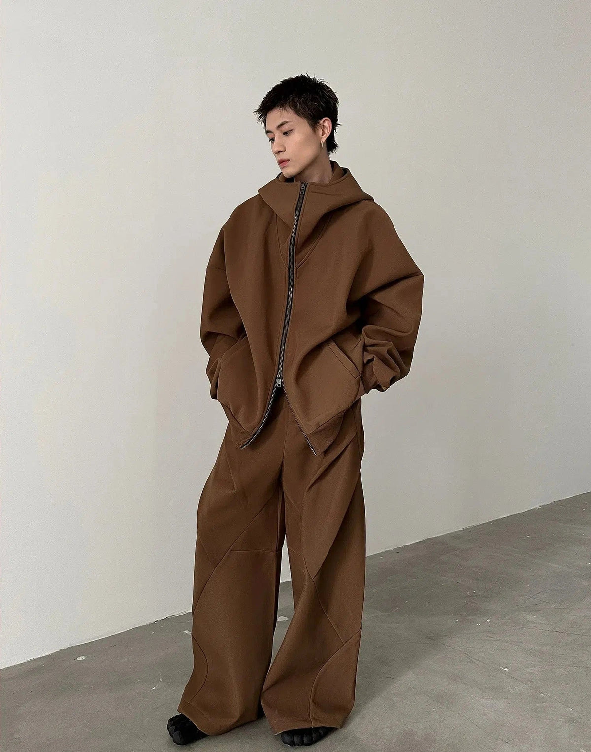 Contemporary Hoodie Wide-Leg Pants Suit