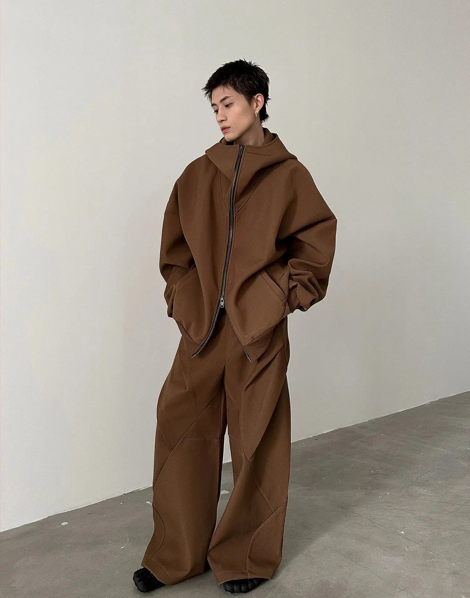 Contemporary Hoodie Wide-Leg Pants Suit