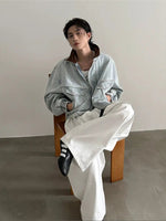 Contrast Collar Oversized Denim Jacket