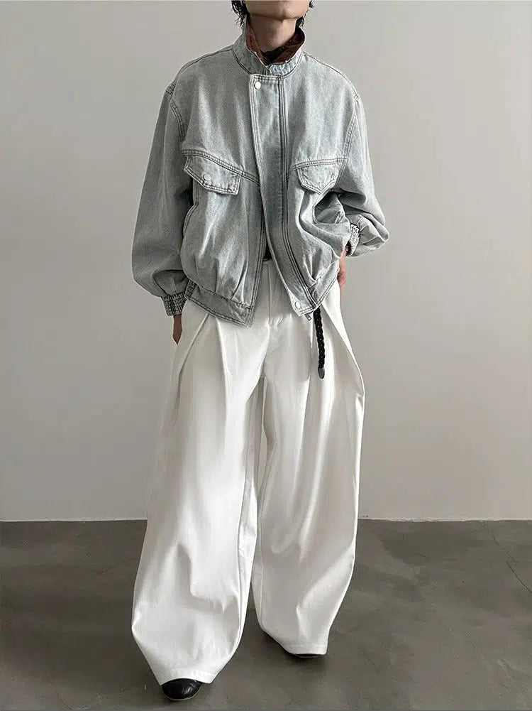 Contrast Collar Oversized Denim Jacket