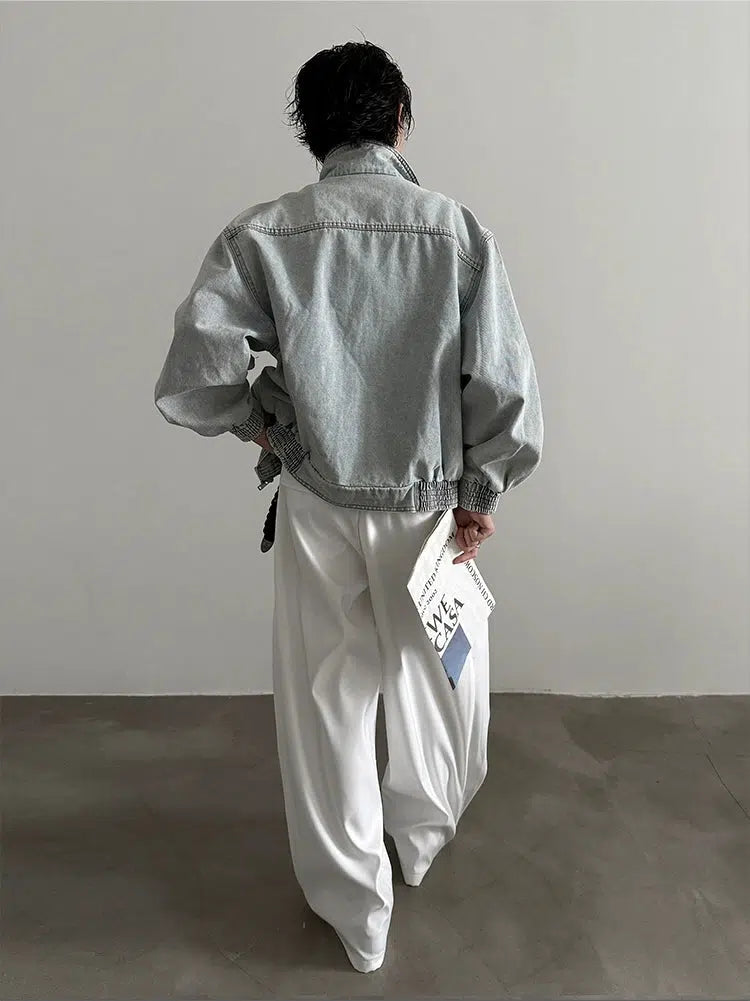 Contrast Collar Oversized Denim Jacket