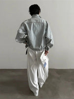 Contrast Collar Oversized Denim Jacket