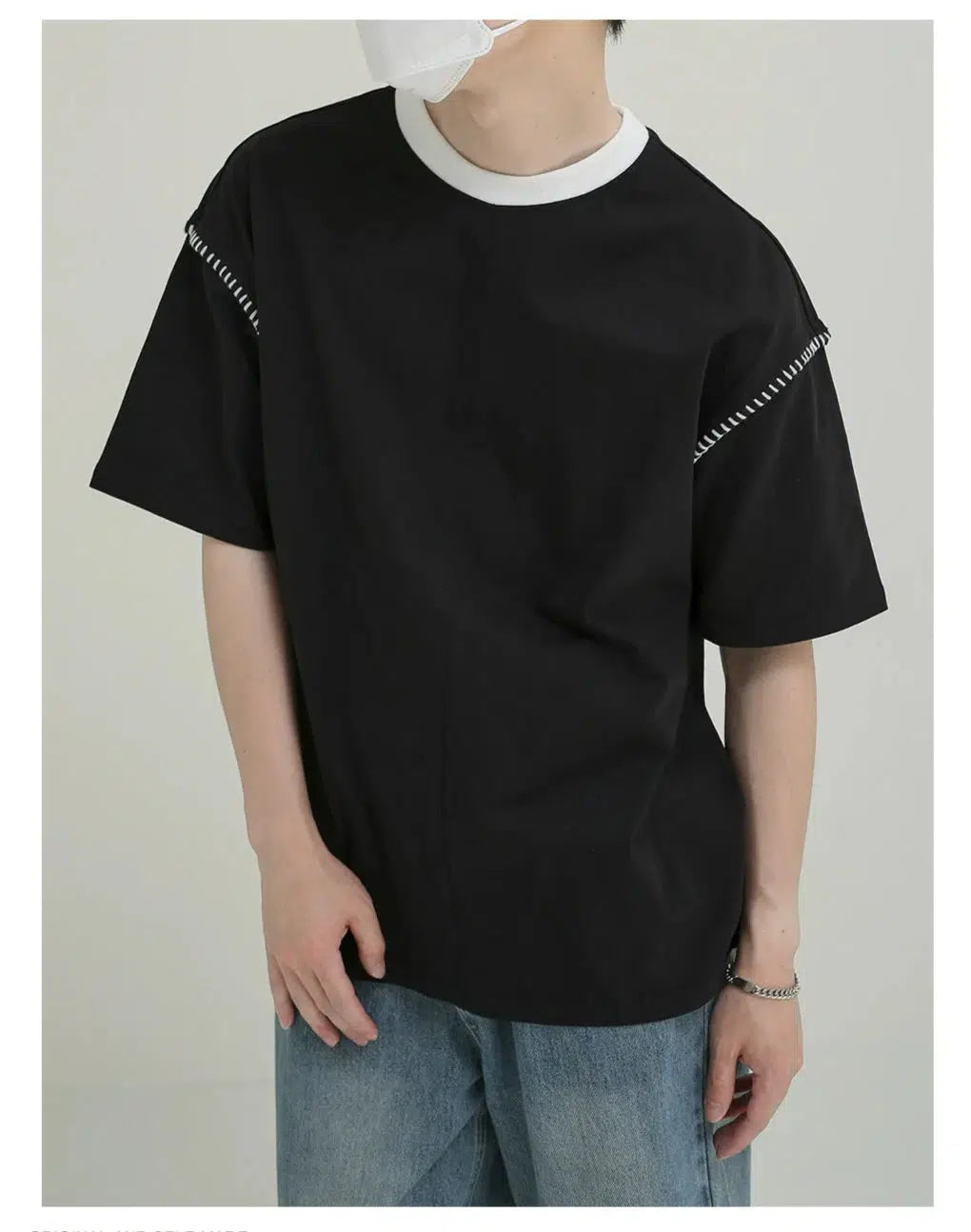 Contrast Color Crew Neck T-shirt