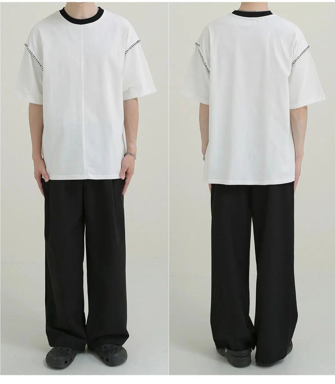 Contrast Color Crew Neck T-shirt