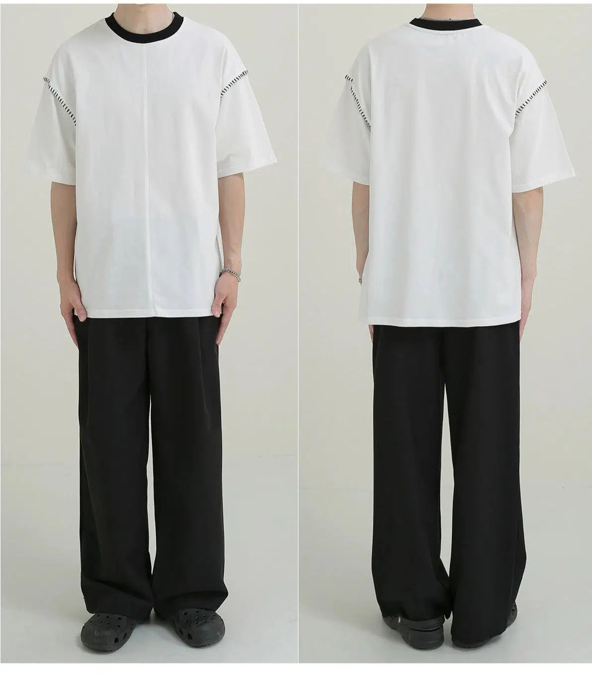 Contrast Color Crew Neck T-shirt