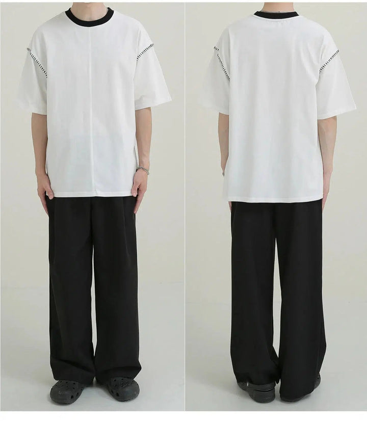 Contrast Color Crew Neck T-shirt
